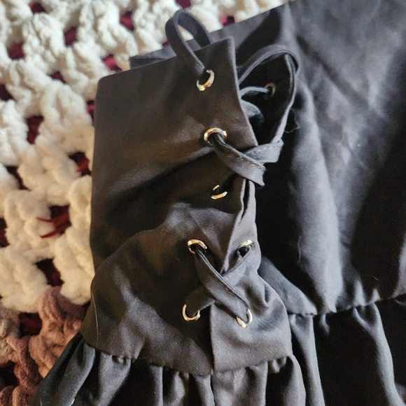 Midnight Hour Black Skater Skirt with Red Lace Up Design - Picture 6 of 8